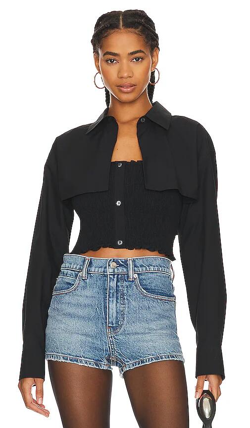 Alexander Wang Smocked Cami Overshirt Twinset in Black Cover