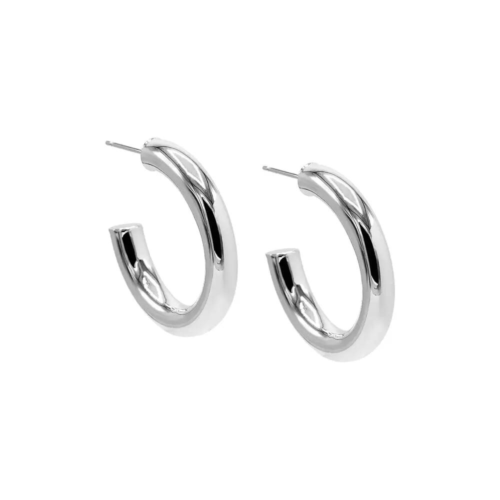 BY ADINA EDEN Chunky Hollow Hoop Earring in Silver Cover