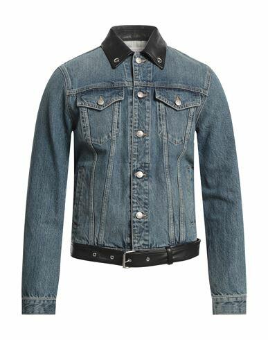 Alexander Mcqueen Man Denim outerwear Blue Cotton, Calfskin Cover