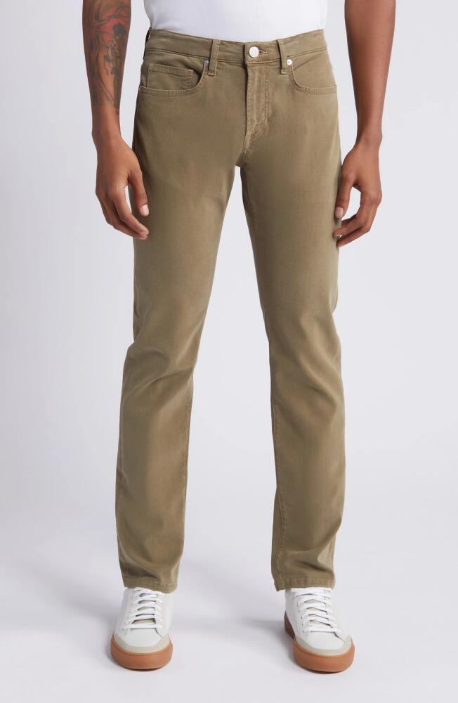 FRAME L'Homme Slim Fit Five-Pocket Twill Pants in Bay Leaves Cover