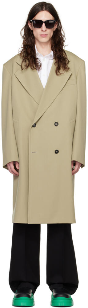 Bottega Veneta Taupe Grain De Poudre Coat Cover