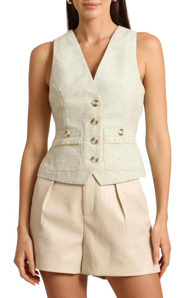 Avec Les Filles Tweed Suit Vest in Green Cover