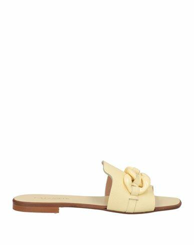 Cafènoir Woman Sandals Light yellow Soft Leather Cover