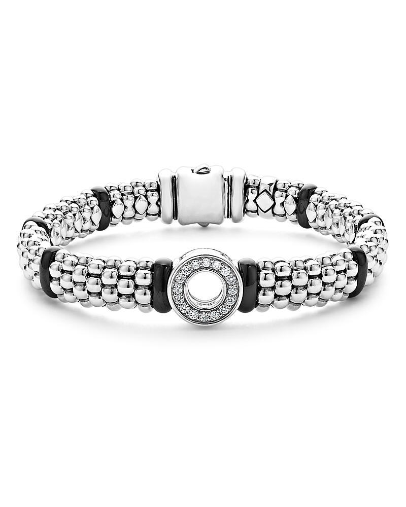 Lagos Sterling Silver Black Caviar Ceramic & Diamond Bead Bracelet Cover