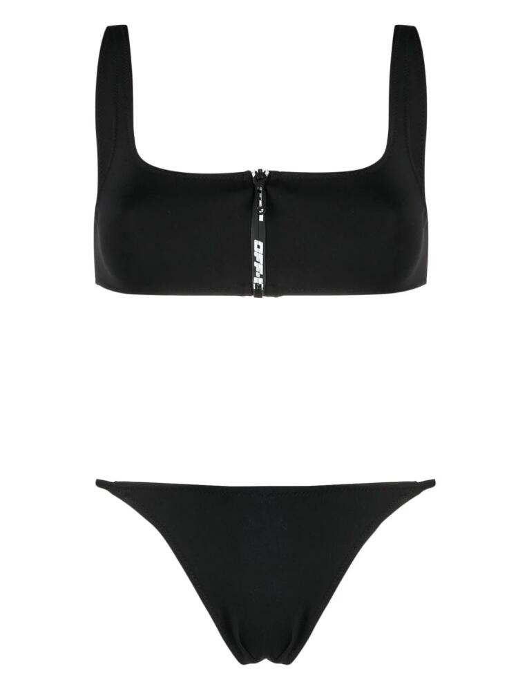 Off-White zipped logo-print bikini - Black Cover