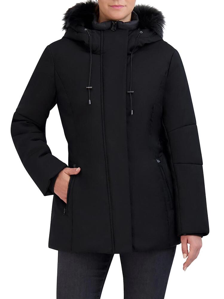 Cole Haan Women's Signature faux Fur Hooded Parka - Black Cover