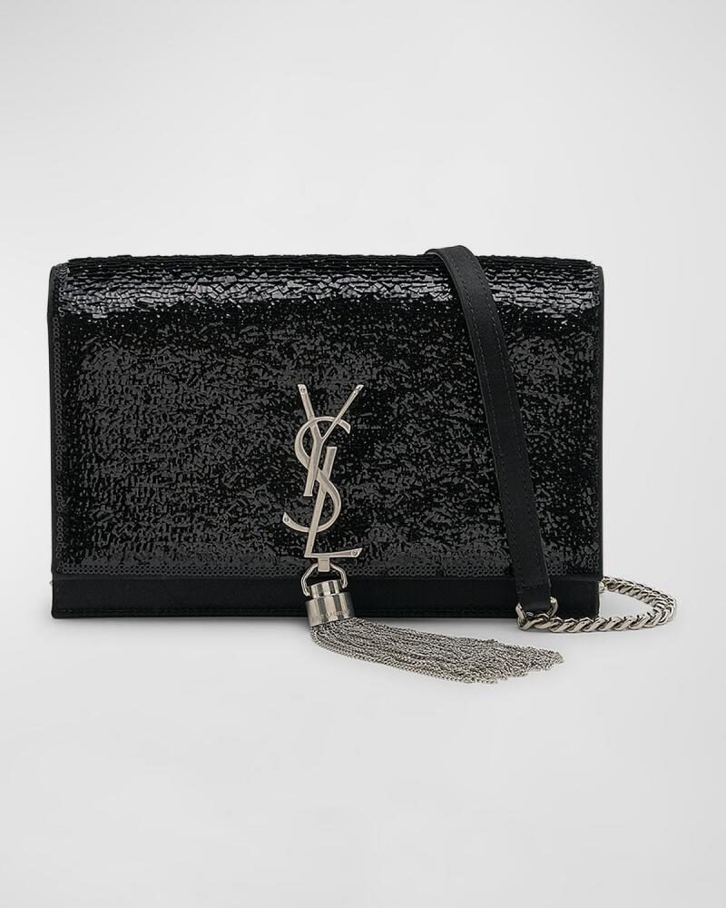 Saint Laurent Kate Mini Tassel YSL Wallet on Chain in Sequins Cover