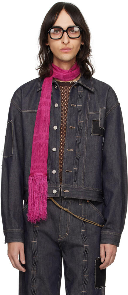 Andersson Bell Indigo Patchwork Wave Tuck Denim Jacket Cover