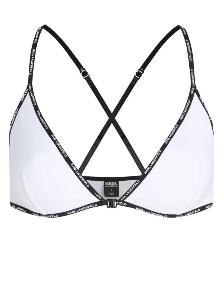 Karl Lagerfeld mini logo cotton triangle bra - White Cover