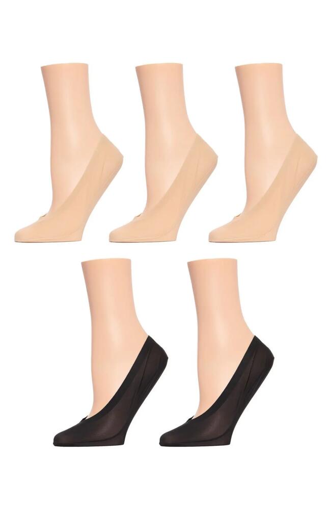 MeMoi Fine Edge Sock Liners - Pack of 5 in Nude-Black Cover