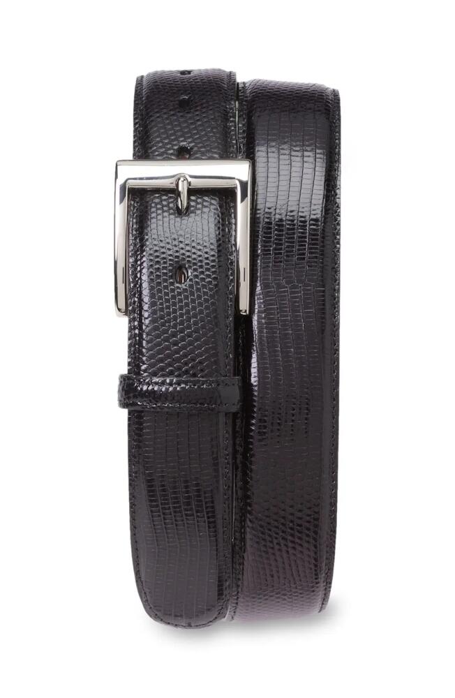 Torino Lizard Leather Belt in Black Lizard Cover