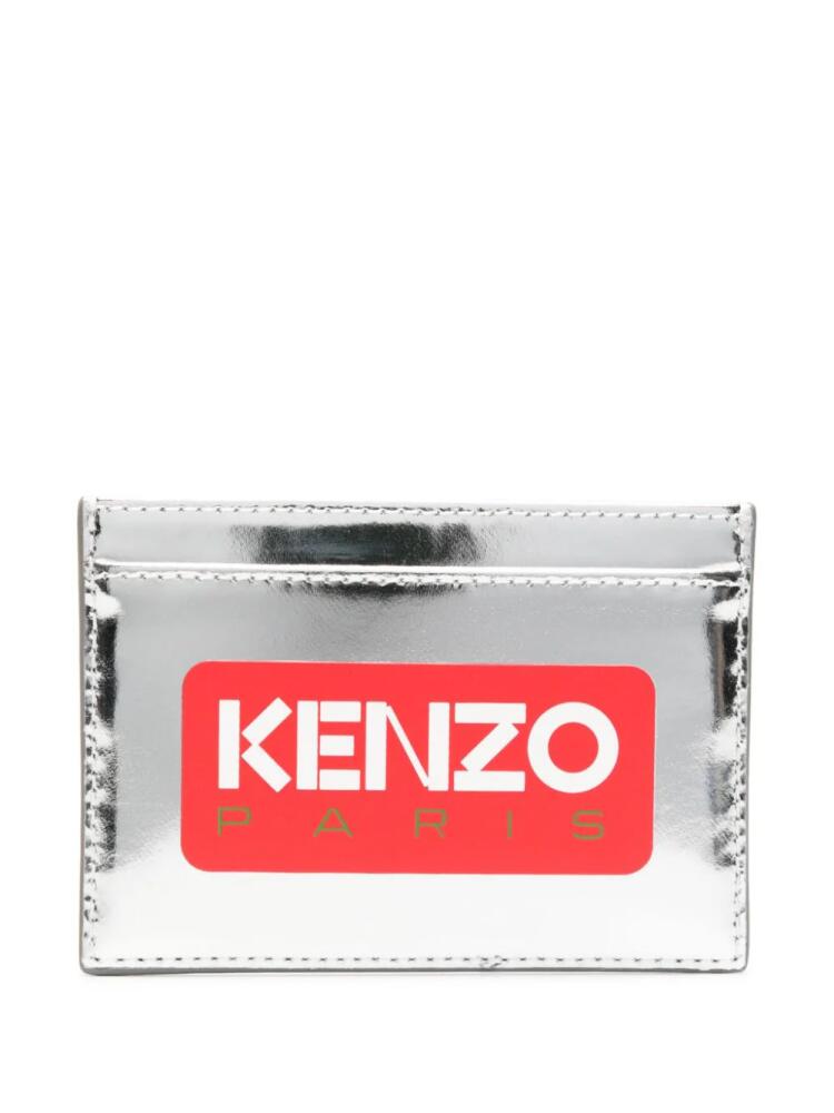 Kenzo logo-appliqué leather card holder - Silver Cover