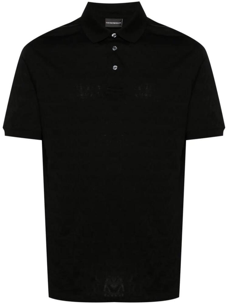 Emporio Armani logo-jacquard cotton polo shirt - Black Cover