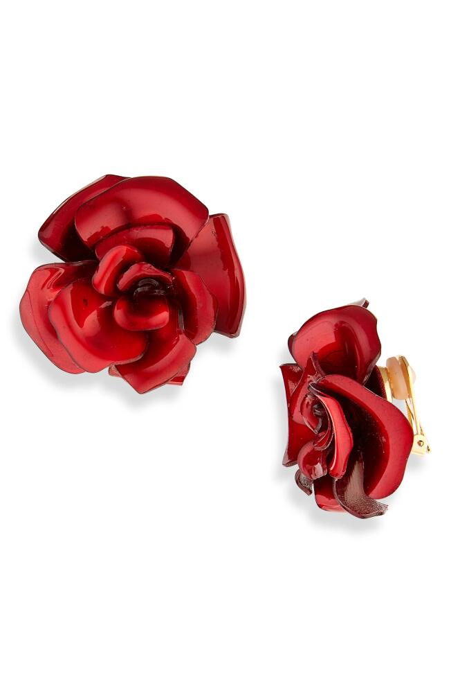 Oscar de la Renta Gardenia Clip-On Earrings in Red Cover