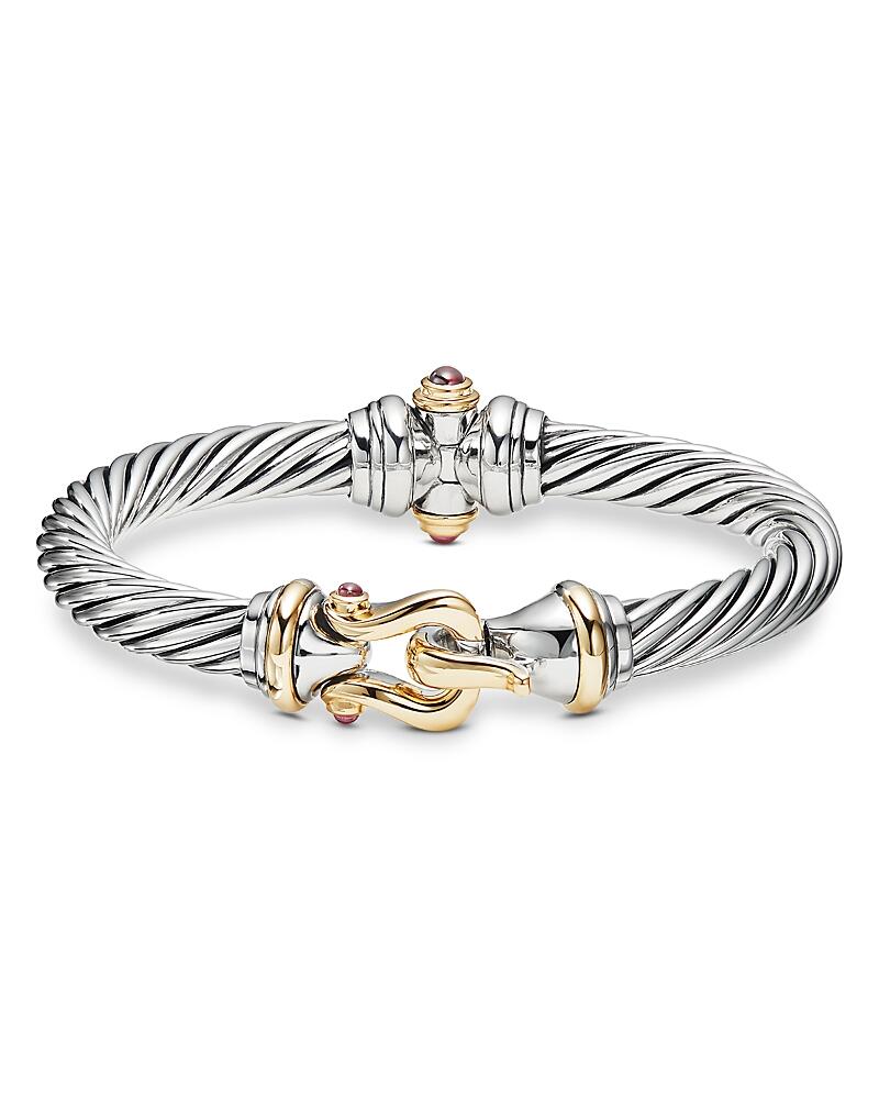 David Yurman Sterling Silver & 18K Yellow Gold Cable Buckle Bracelet with Rhodalite Garnet Cover