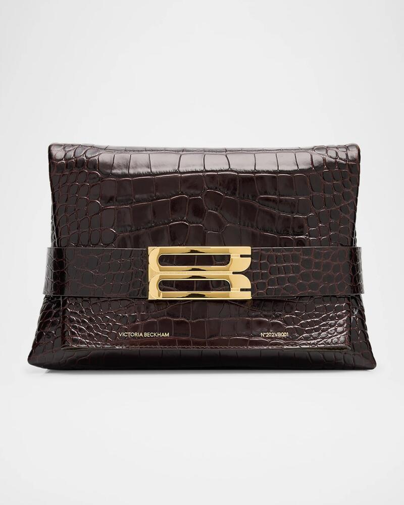 Victoria Beckham Buckle Croc-Embossed Leather Pouch Clutch Bag Cover