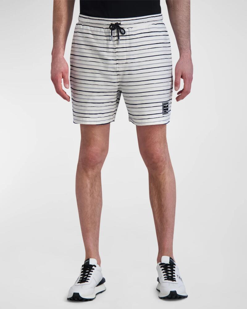 Karl Lagerfeld Paris Men's Textured Stripe Drawstring Shorts Cover