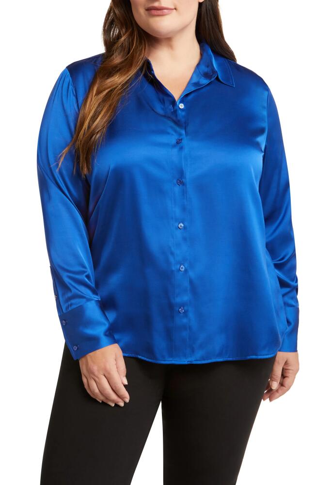 Nordstrom Satin Shirt in Blue Surf Cover