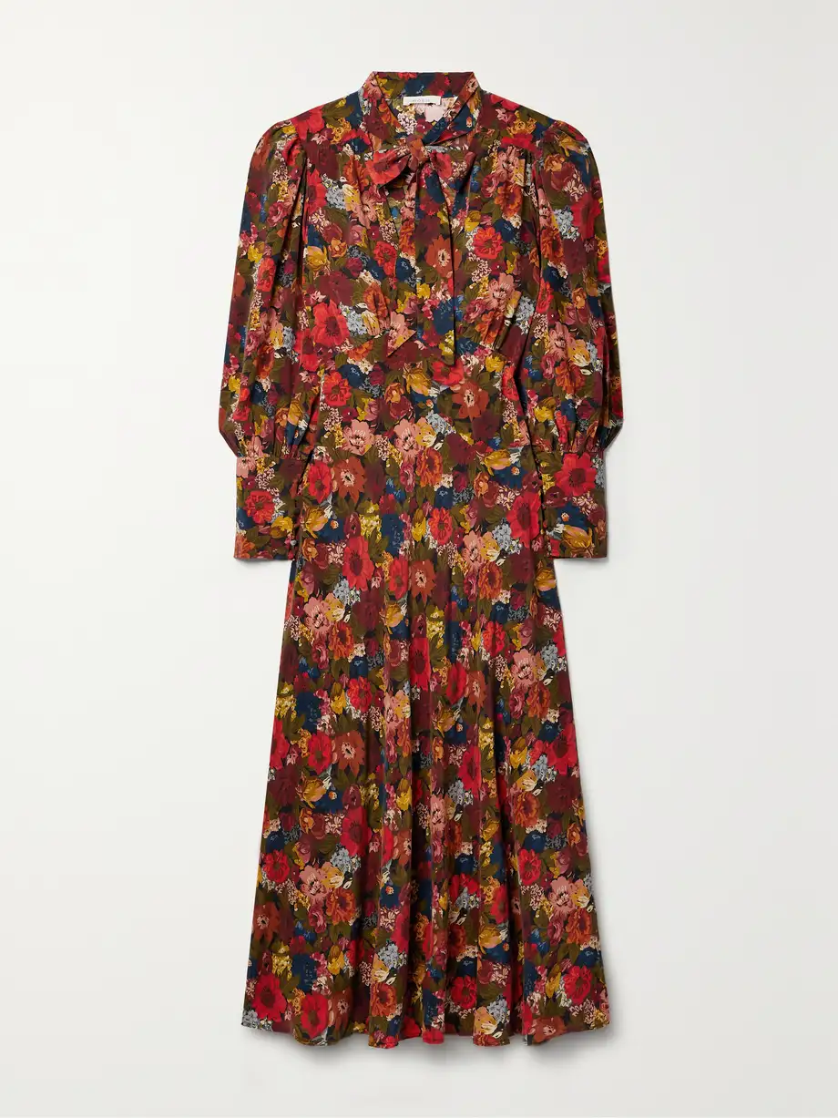 DÔEN - Blossom Pussy-bow Floral-print Silk-crepe Maxi Dress - Multi Cover