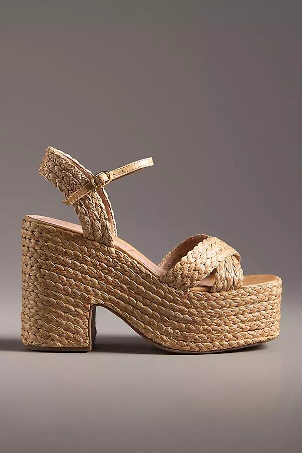 Vicenza Cross-Strap Raffia Platform Sandals Cover