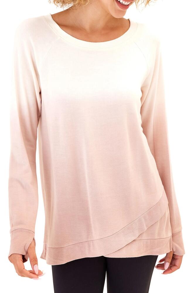 Threads 4 Thought Leanna Gradient Feather Fleece Long Sleeve Top in Ecru /Dune Cover