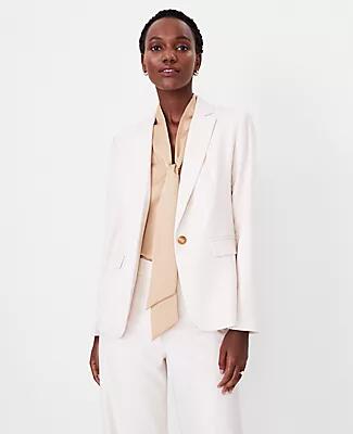 Ann Taylor The Petite Notched One Button Blazer in Textured Stretch Cover