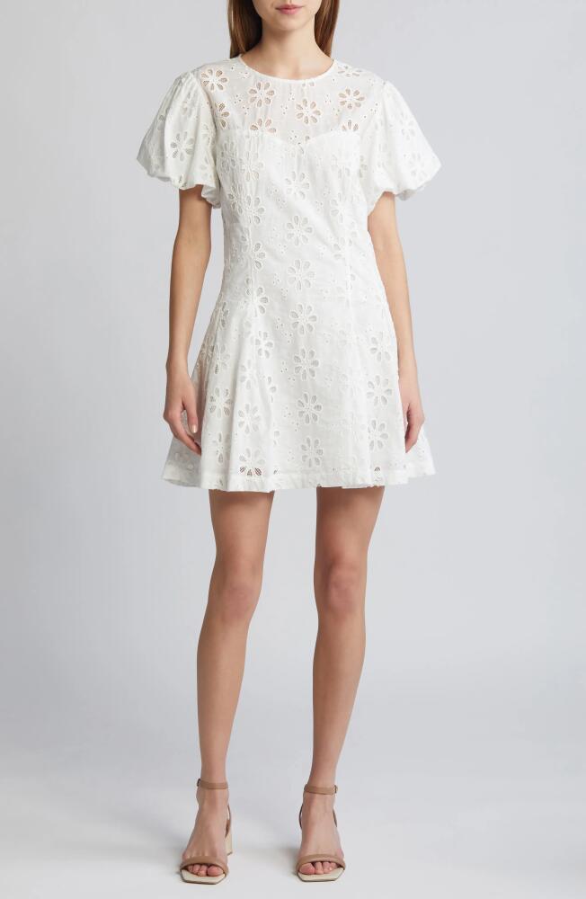 En Saison Adina Puff Sleeve Broderie Anglaise Minidress in Off White Cover