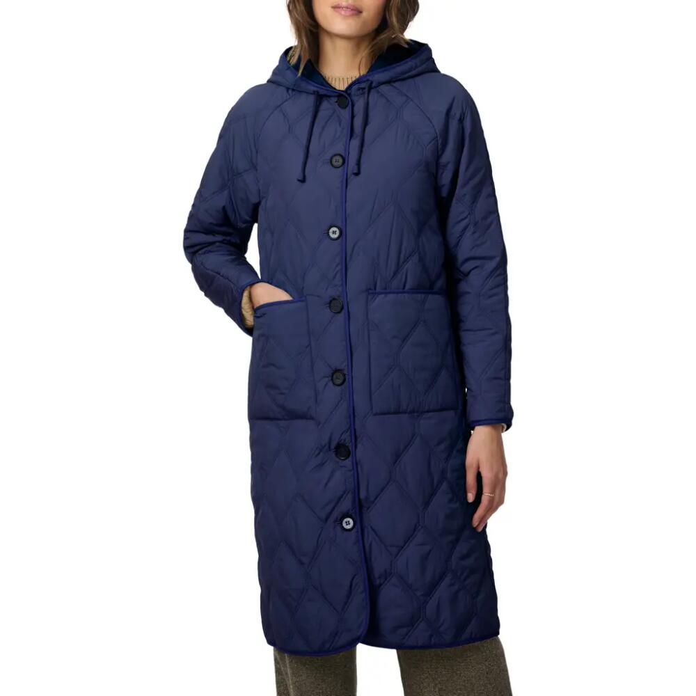 Bernardo Diamond Quilted Hooded Coat in Navy Cover