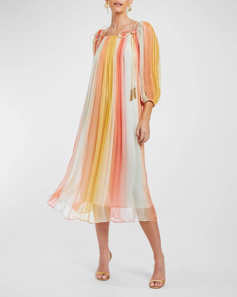 Mestiza New York Heidi Pleated Ombre Chiffon Midi Dress Cover