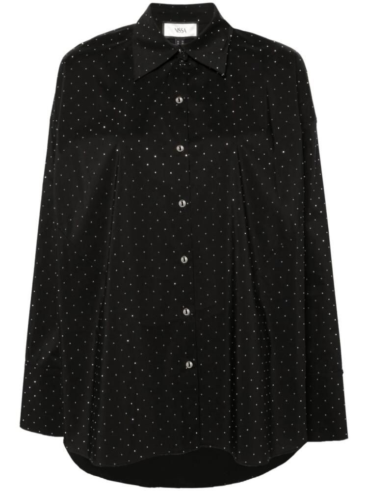 NISSA rhinestoned button-up shirt - Black Cover