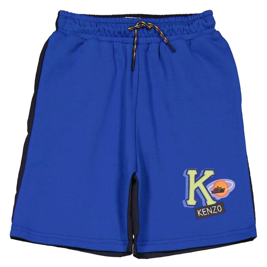 Kenzo Boys Electric Blue Logo Bermuda Cotton Shorts Cover