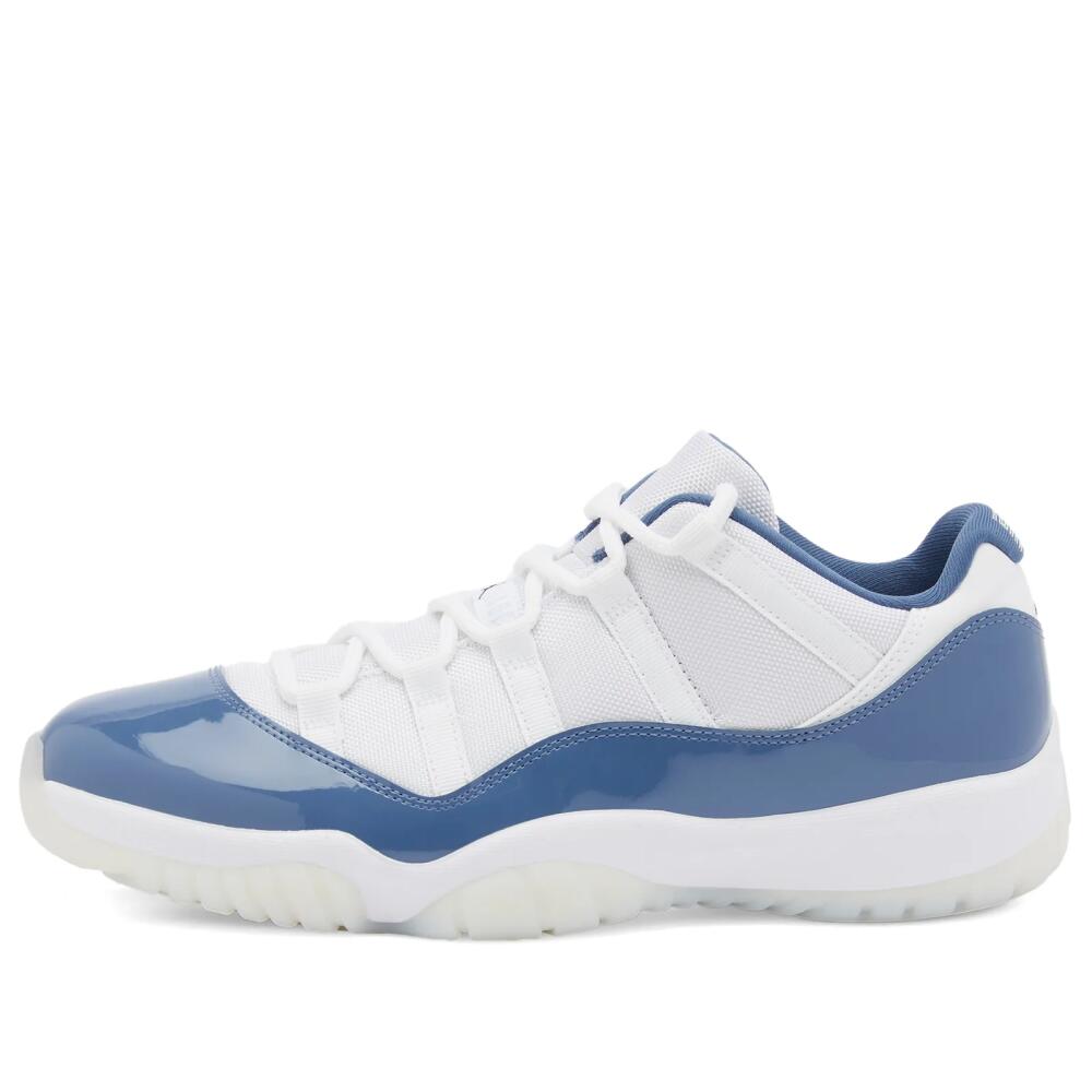 Air Jordan Men's 11 Retro Low Sneakers in White/Navy/Grey Cover