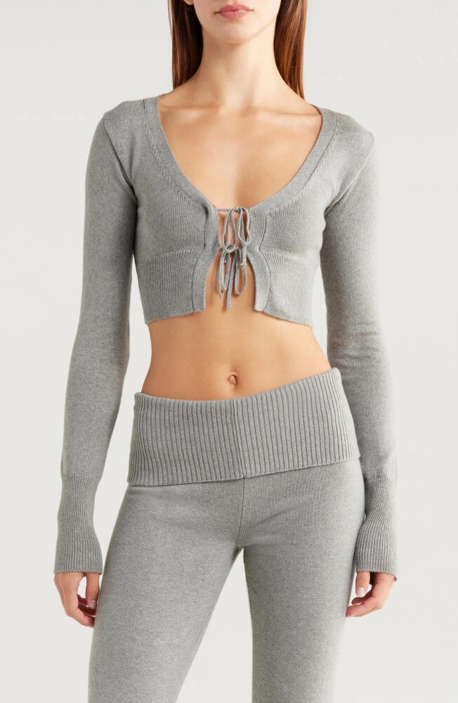 Florence by Mills Tie Front Crop Cardigan in Heather Grey Cover