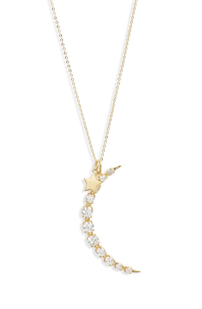 Melinda Maria What Dreams are Made Of Crescent Charm Necklace in Gold/white Diamondettes Cover