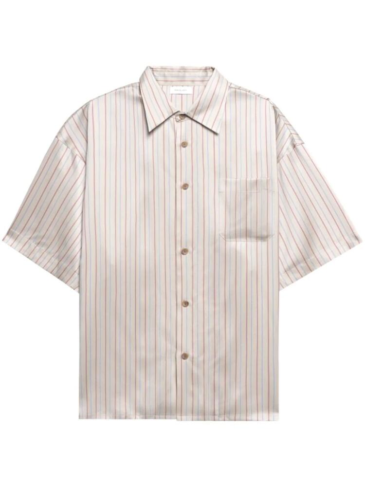 John Elliott striped brushed-silk shirt - Neutrals Cover