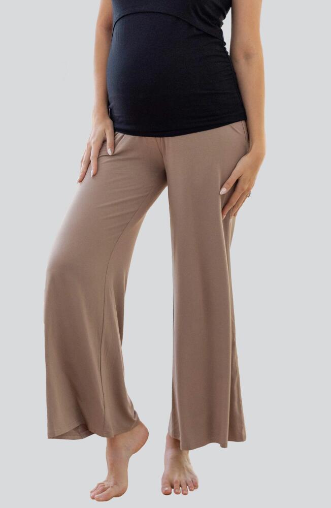 Angel Maternity Wide Leg Maternity Pants in Camel Cover