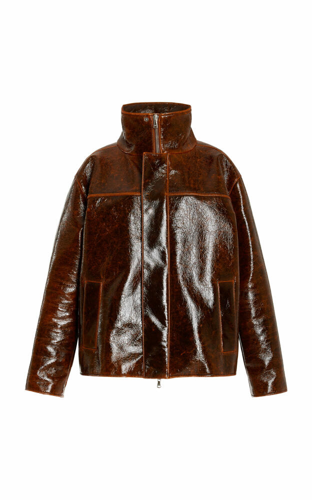 Brandon Maxwell - The Everett Lacquered-Wool Trucker Jacket - Brown Cover