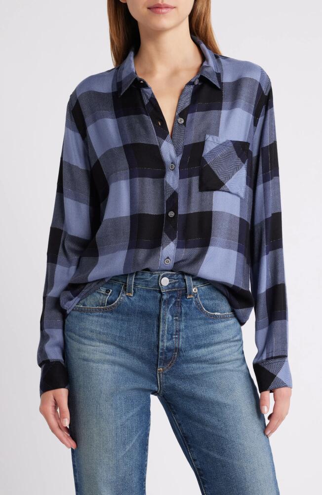 Rails Hunter Plaid Button-Up Shirt in Periwinkle Navy Silver Cover