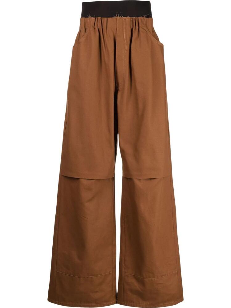 Raf Simons gathered-waist wide-leg trousers - Brown Cover