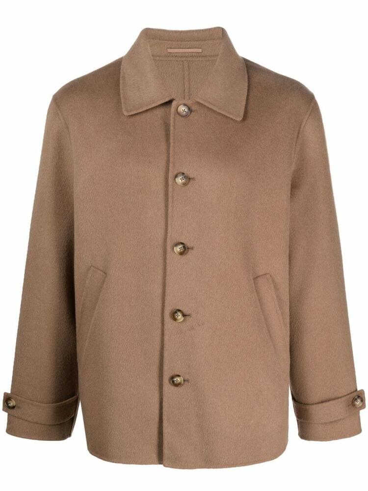 Filippa K long-sleeve button-up wool jacket - Brown Cover