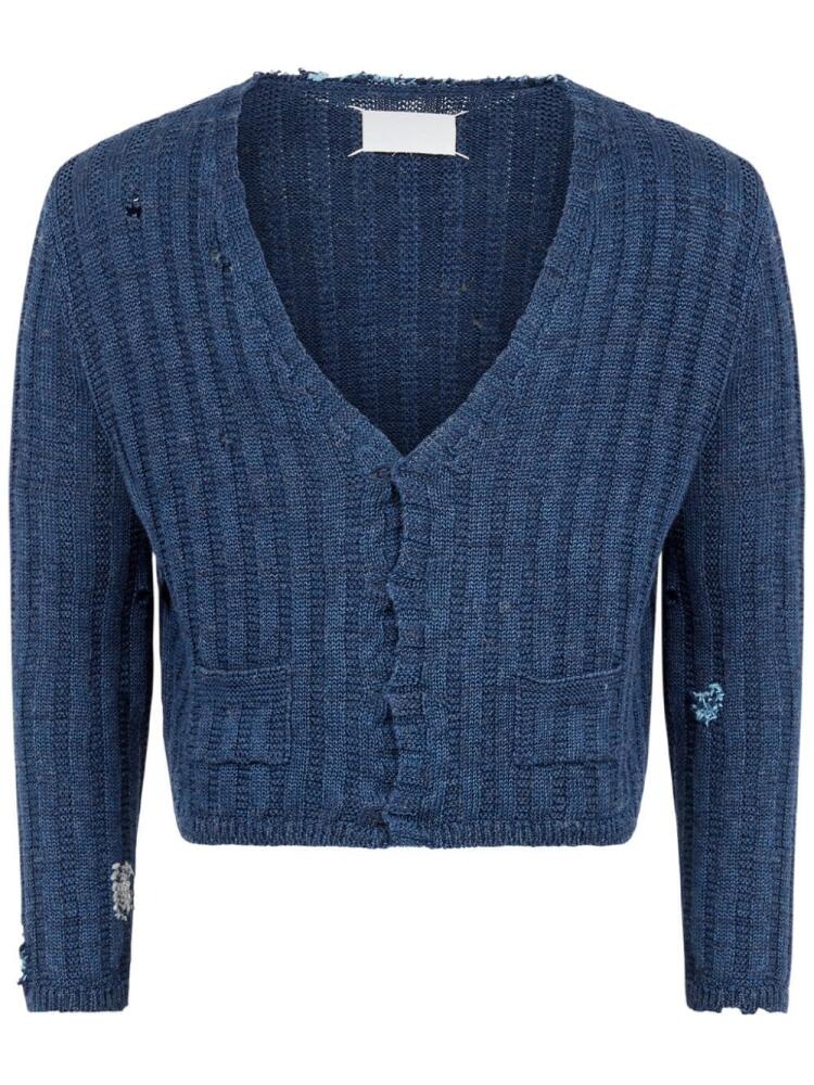 Maison Margiela distressed plunging V-neck cardigan - Blue Cover