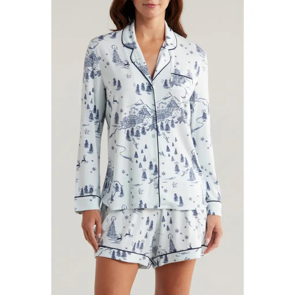 Nordstrom Moonlight Eco Long Sleeve Short Pajamas in Blue Chateau Toile Cover