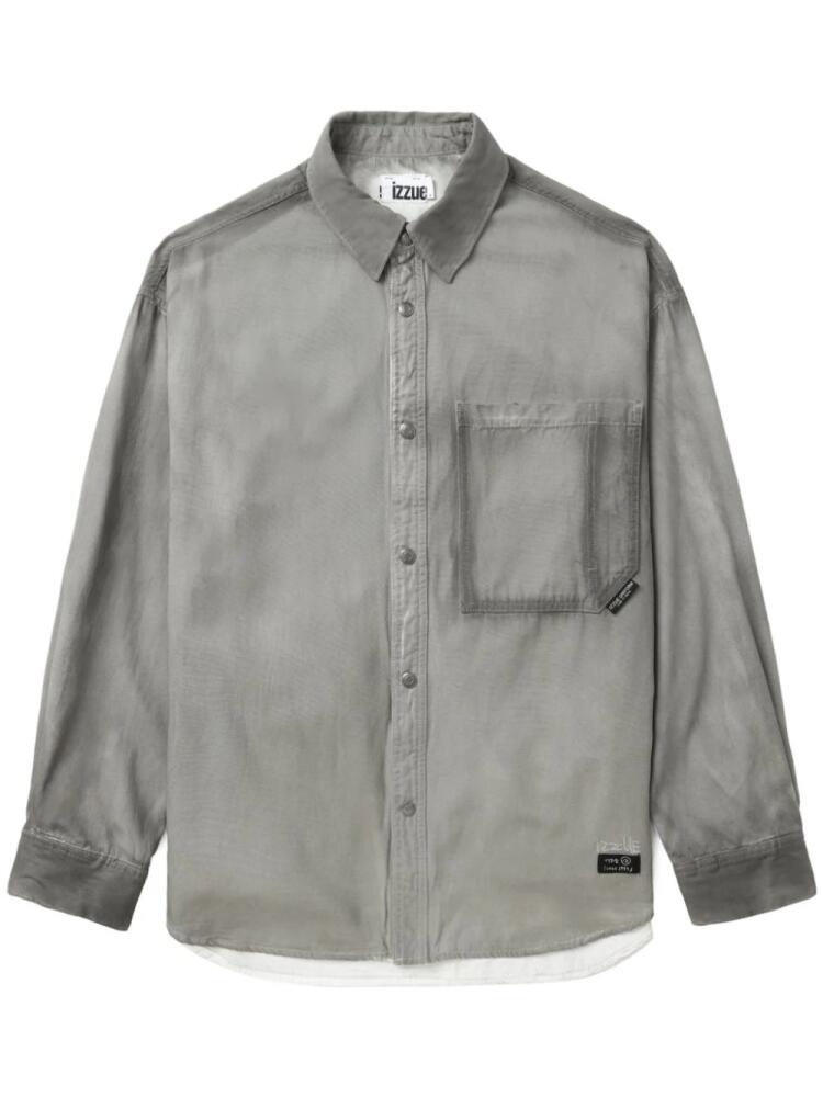 izzue slogan-embroidered cotton shirt - Grey Cover