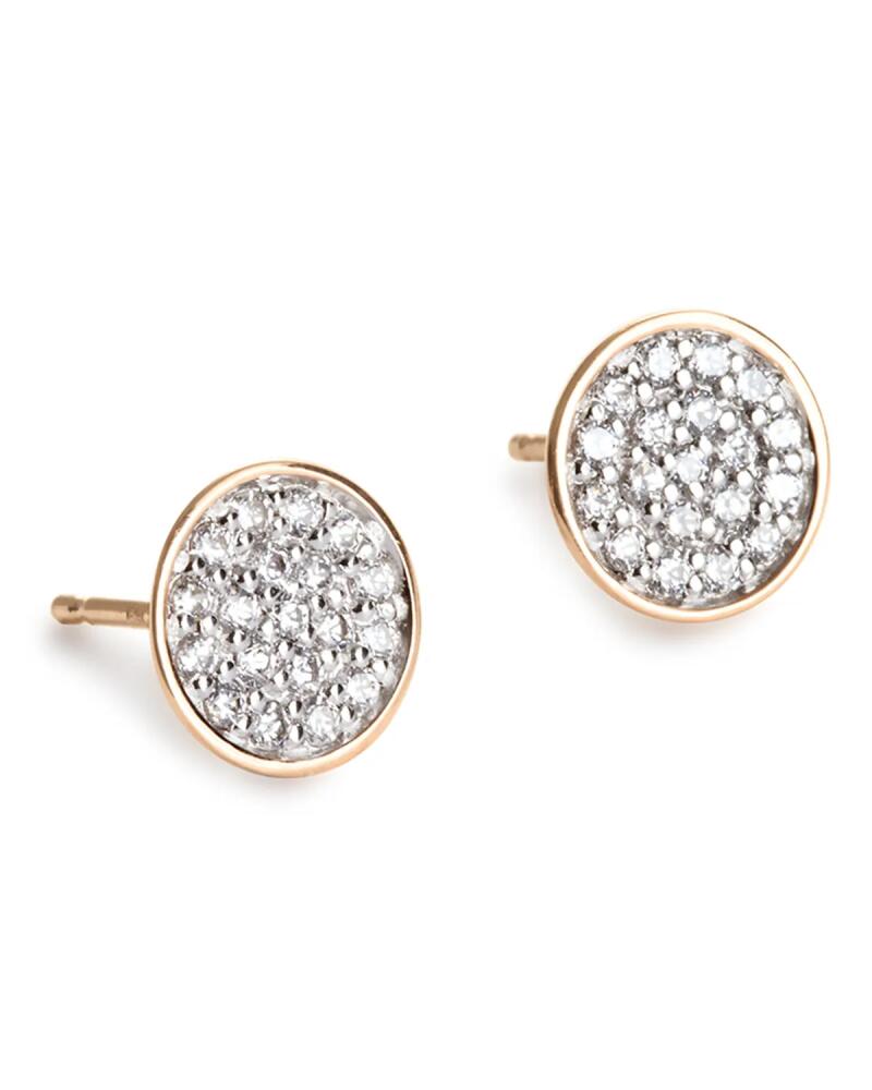 GINETTE NY 18k Rose Gold Sequin Diamond Stud Earrings Cover