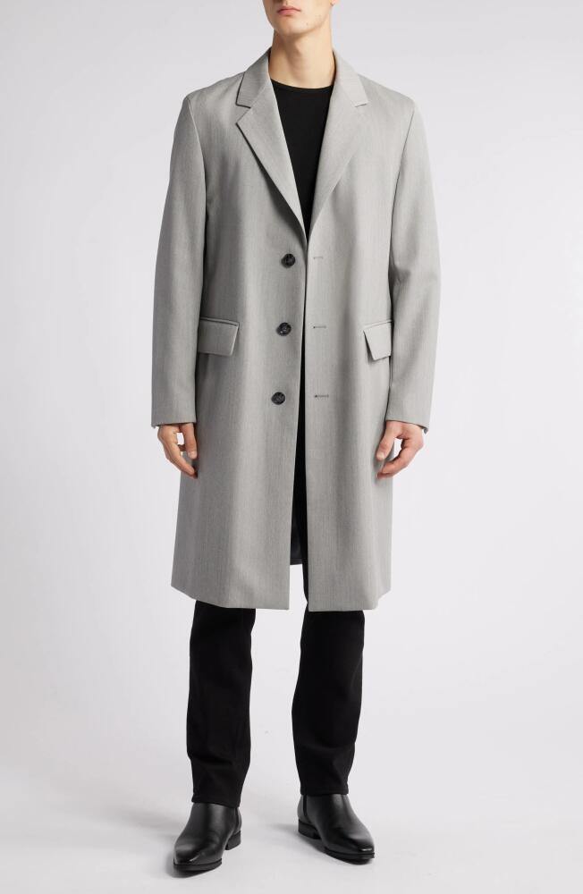 BOSS Carl Classic Fit Virgin Wool Overcoat in Silver Cover