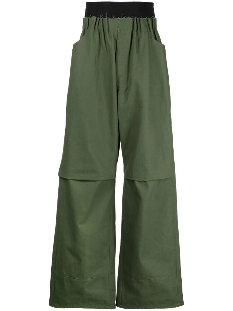 Raf Simons gathered-waist wide-leg trousers - Green Cover