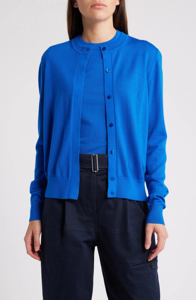 BOSS Fadenasi Wool Cardigan Sweater in Sonic Blue Cover