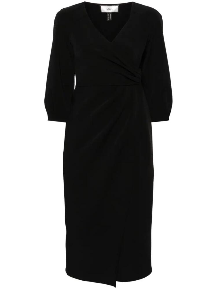 NISSA wrap-design crepe midi dress - Black Cover