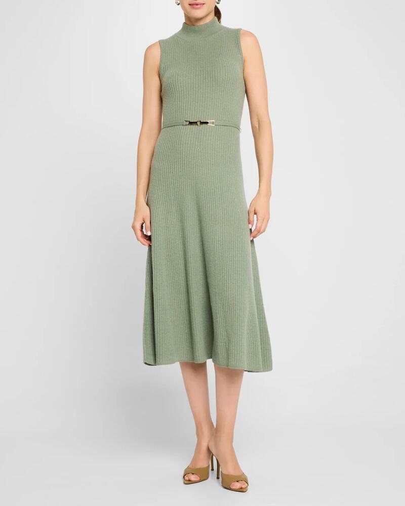 Elie Tahari The Leith Ribbed Mock-Neck Midi Dress Cover