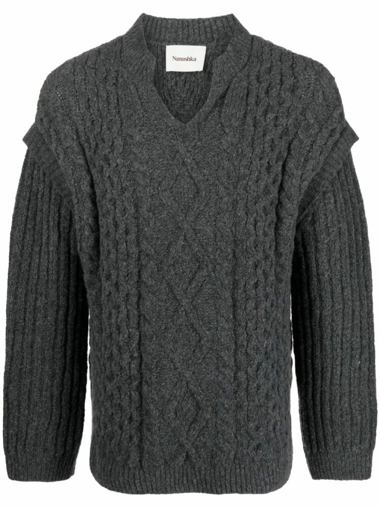 Nanushka layered-detail cable-knit jumper - Grey Cover